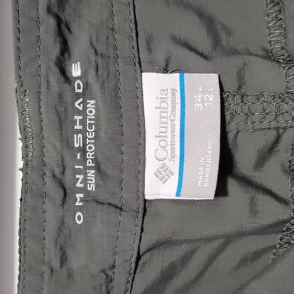 Columbia Omni Shade Men Size 34 Green Cargo Shorts Nylon Sun Protection 12" - Picture 6 of 6